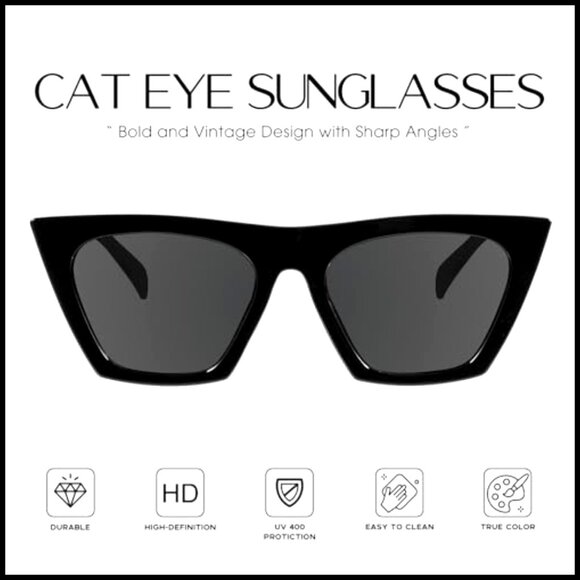 Square Cat Eye Sunglasses UV400 Protection Lightweight Retro Style main image 5